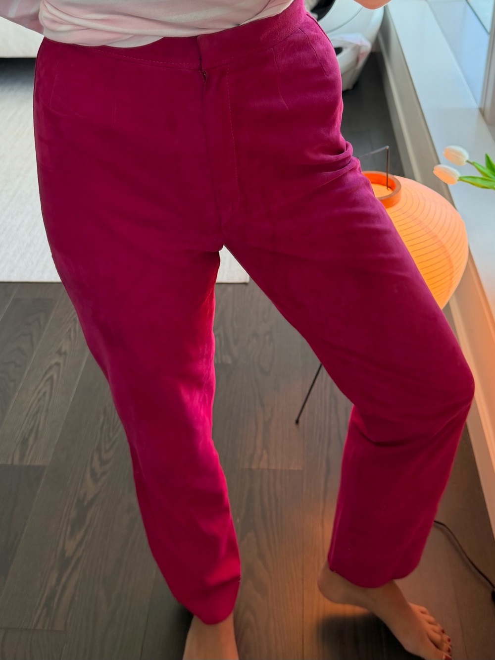 Loro Piana Fuchsia Suede Straight-Leg Pants | Rare Piece!
